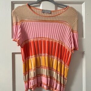 Striped Multicolor Ribbed Women's Top